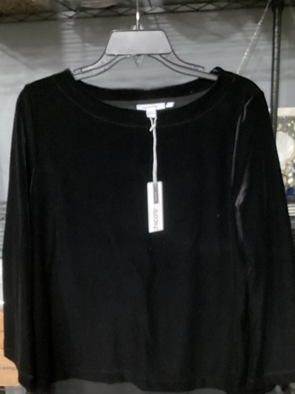 Chico's Black Long Sleeve Velvet Top